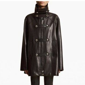 NWOT KHAITE Melbo Duffle Coat in Leather, SIZE 10 RETAILS $7800